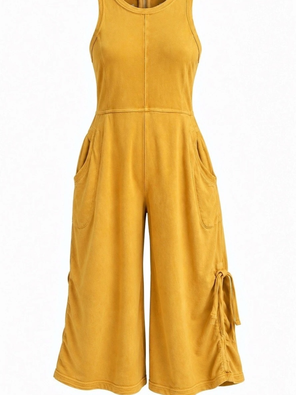 Anthropologie Daily Practice Horizon Wide-Leg Knit Jumpsuit XXS Petite Mustard.”